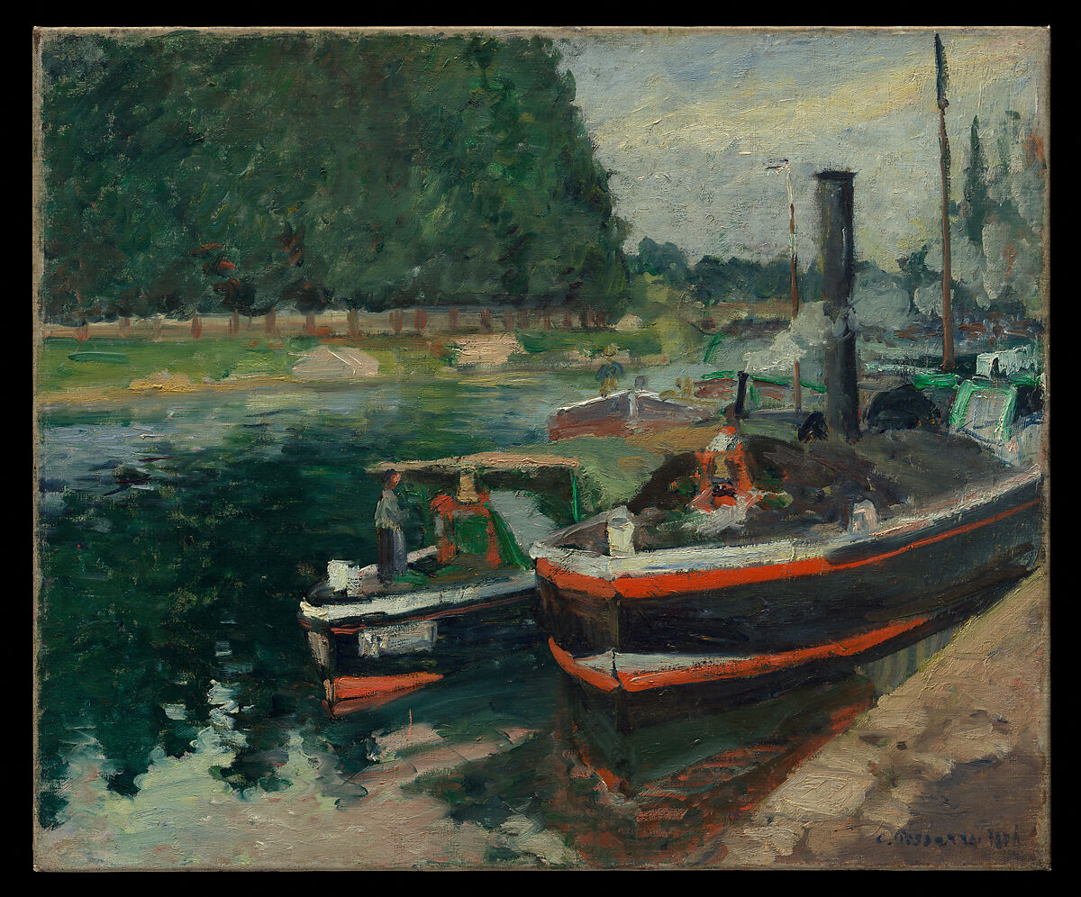 【ポントワーズの曳船　Barges at Pontoise】フランス‐カミーユ・ピサロ（Camille Pissarro）‐印象派
