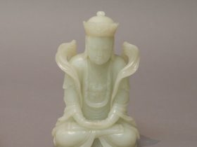 【清中期 白玉観音　Figure of Bodhisattva】中国-清代