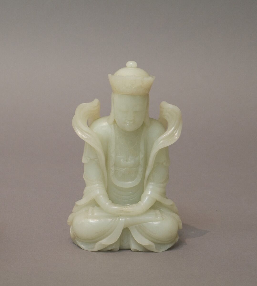【清中期 白玉観音　Figure of Bodhisattva】中国-清代
