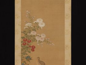 【秋の花に鶉図】日本-江戸時代‐佐光起起