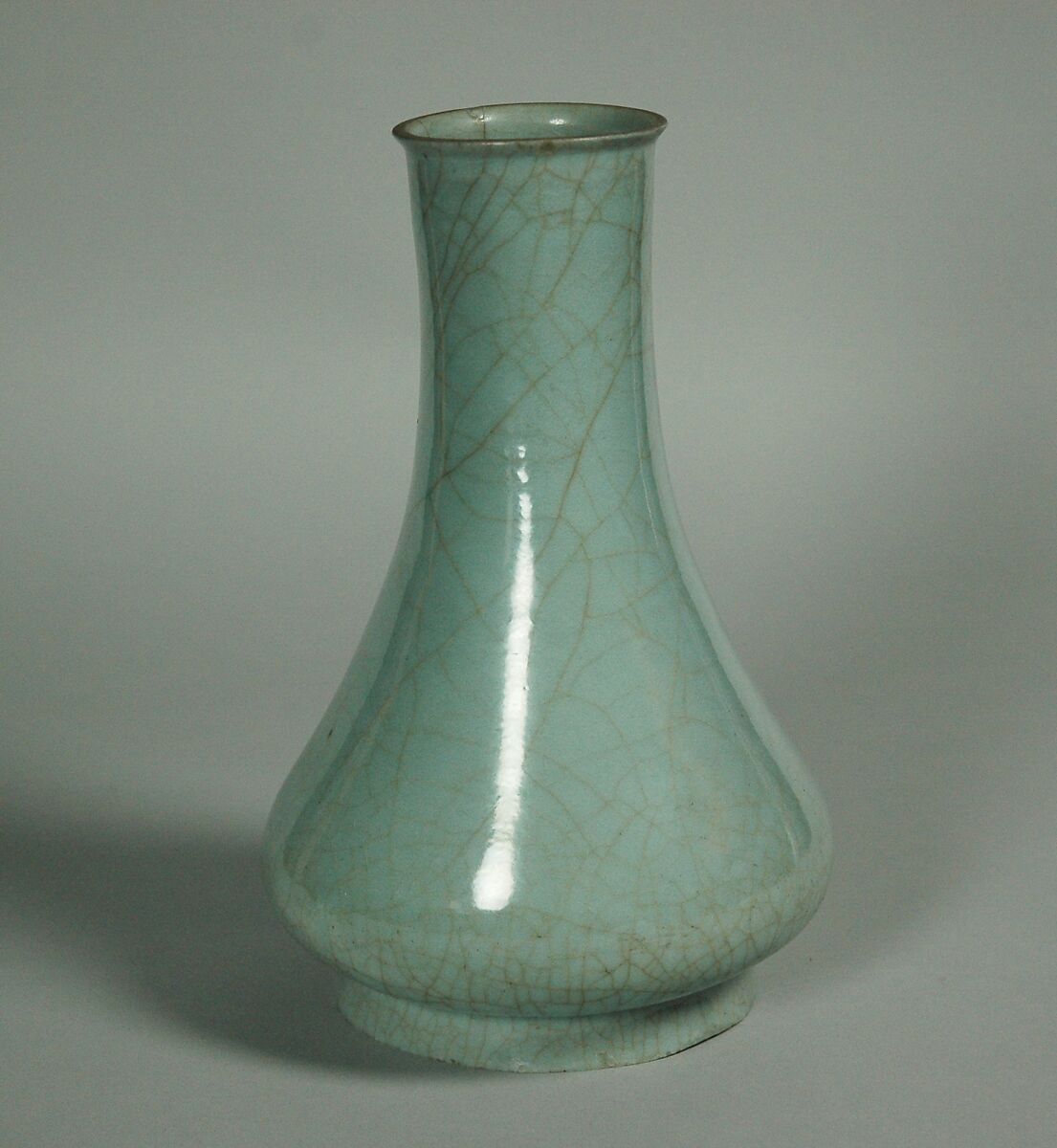 【官窯青磁長頸瓶　Vase】中国-南宋時代‐龍泉窯