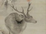【山の小川にいる鹿　Deer by Mountain Stream】日本-明治時代‐瀧和亭