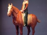 【三彩陶仕女騎馬俑　Horse and female rider】中国‐唐代