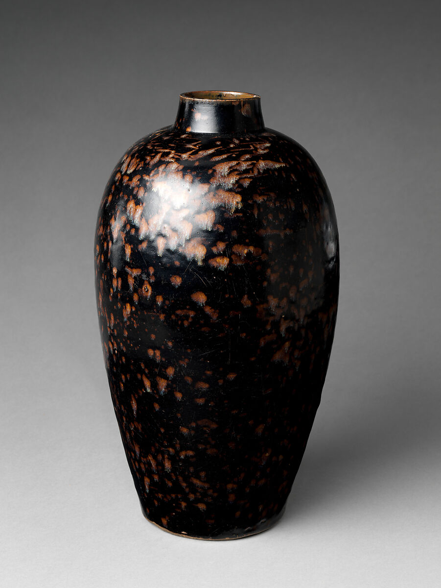 【吉州窰玳瑁釉梅瓶　Bottle in Meiping Shape with “Tortoiseshell” Glaze】中国‐元代