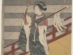 【石段の上のバルコニーに立つ少女　Girl on Balcony above Stone Stairway】日本-江戸時代‐鈴木春信