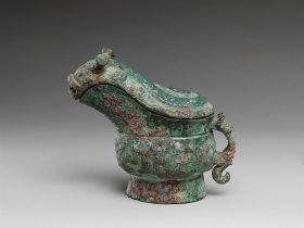 【嵌松石青銅觥　Wine pouring vessel (Gong)】中国‐商（殷）王朝