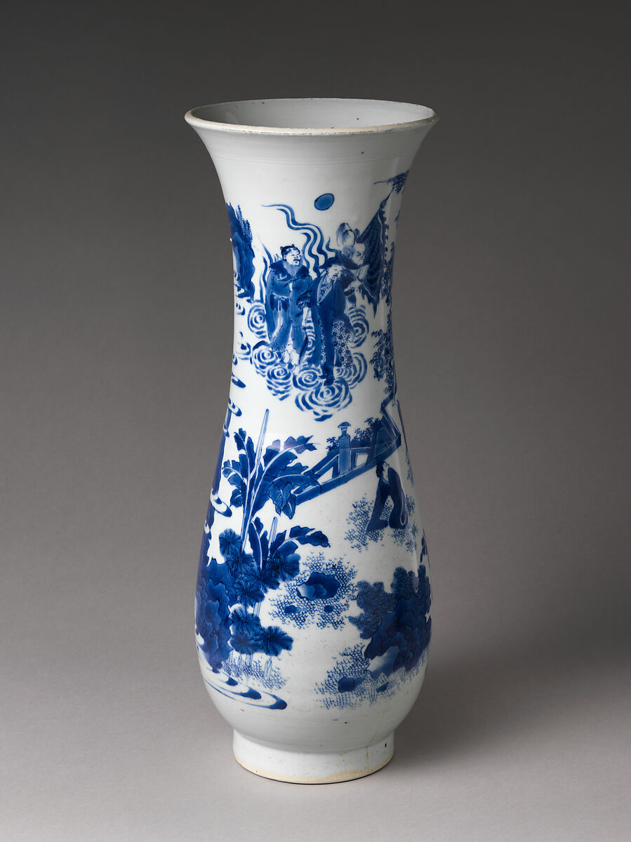 【風景中の人物を描いた花瓶　Vase with Figures in Landscape】中国‐明時代‐崇禎期