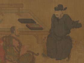 【五代周文矩琉璃堂人物図巻　Scholars of the Liuli Hall】中国-南宋時代