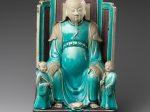 【景徳鎮窯法翠真武像　Daoist deity Zhenwu with two attendants】中国-清代