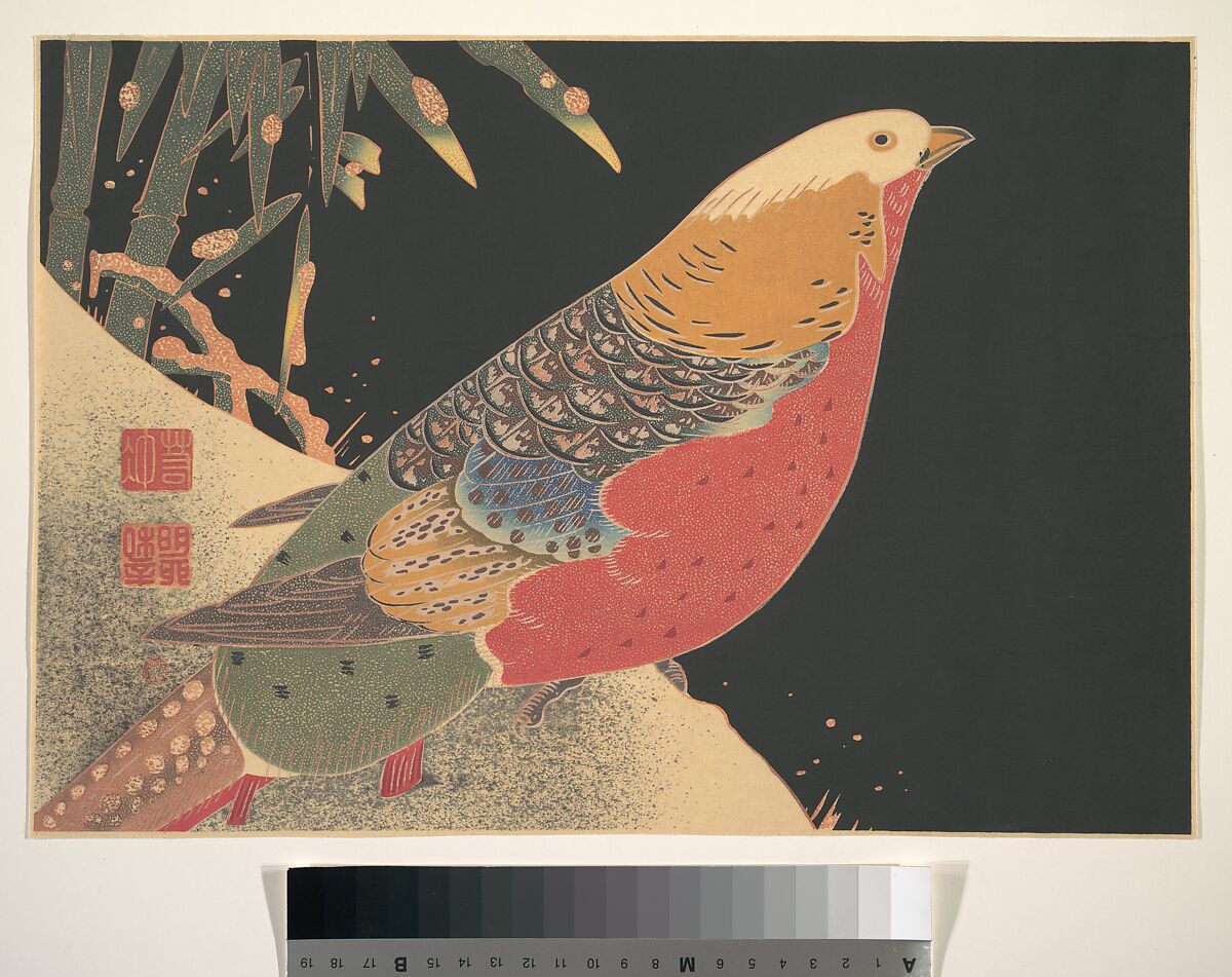 【雪中のキンケイ　Golden Pheasant in the Snow】日本-江戸時代‐伊藤若冲