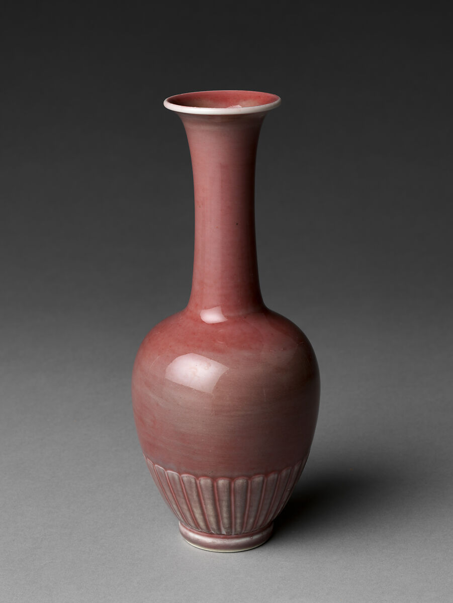 【桃色釉花瓶　Vase】清代康熙時期