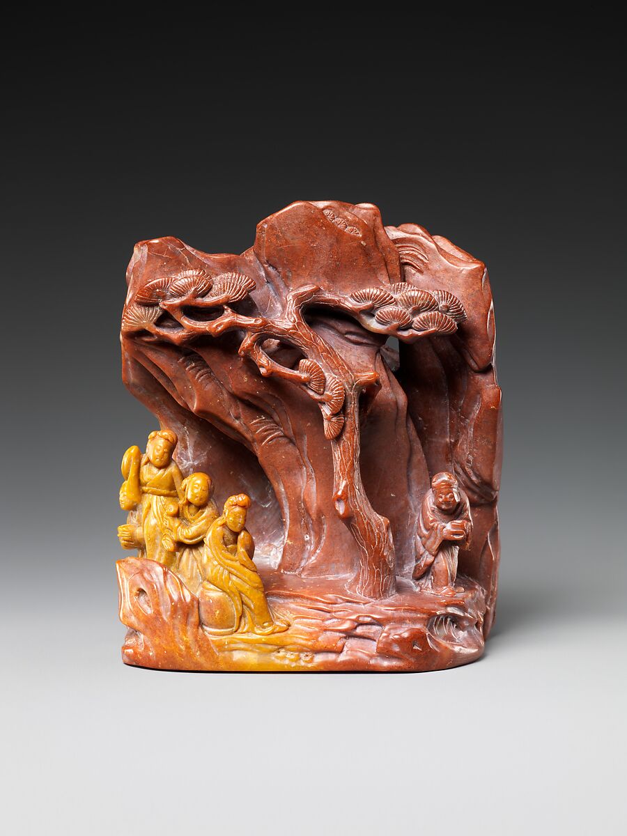 【壽山石雕人物故事山子　Ornament in the form of a mountain with figures】中国‐清代