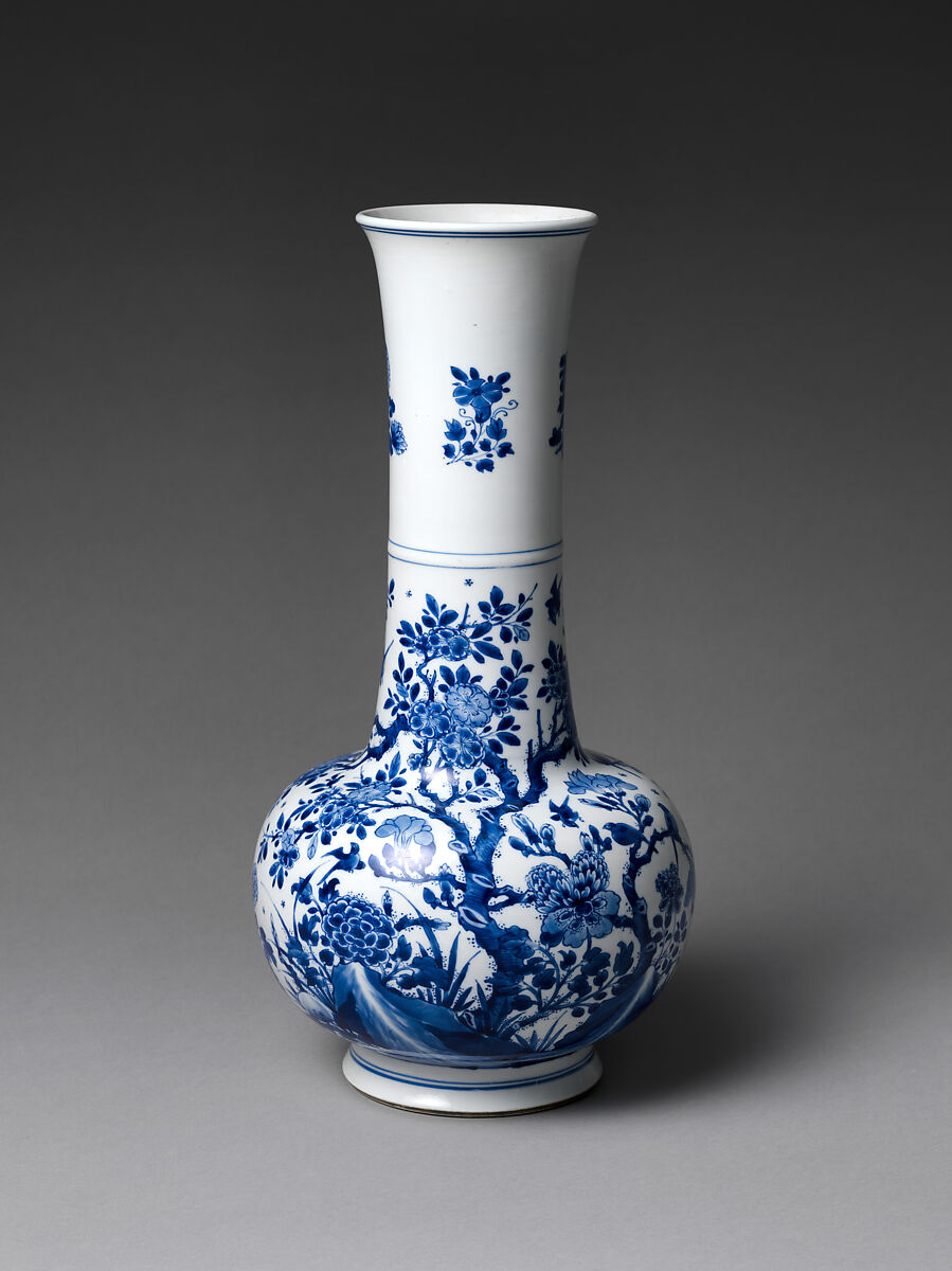 【花鳥文様花瓶　Vase with Flowering Plants and Birds】中国‐清代‐康煕期