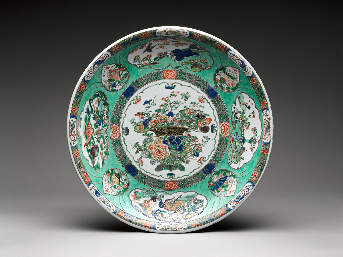 【瑞花かご文皿　Plate with Basket of Auspicious Flowers】中国‐清代‐康煕時代