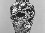 【景徳鎮窯墨地三彩花卉紋瓶　 Vase with flowers】中国‐清代