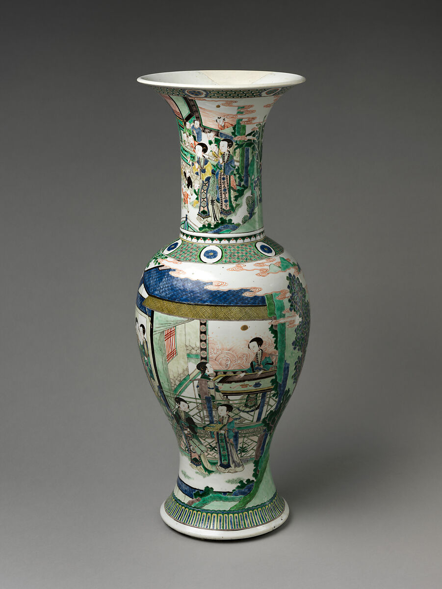 【女性活動模様花瓶　Vase with Women’s Activities】中国‐清代