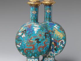 【掐絲琺瑯双聯瓶　Double bottle (one of a pair)】中国‐清代乾隆時代