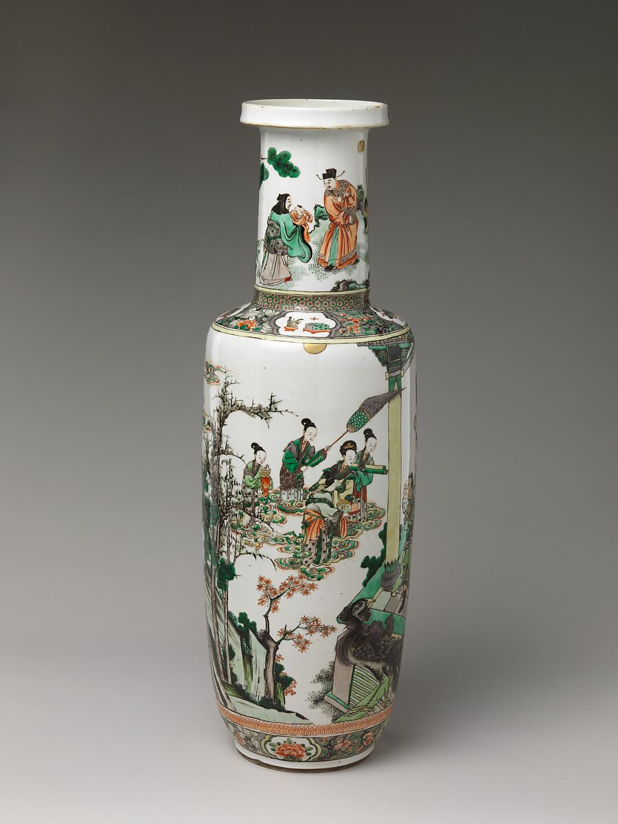 【長寿の桃を捧げる仙人たちの花瓶　Vase with Immortals Offering the Peaches of Longevity】中国‐清代康熙時代