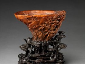 【犀角雕虎溪三笑杯　Cup depicting Three Laughers of Tiger Ravine】中国‐清代乾隆時代