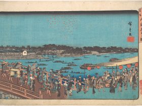 【東都名所　両国花火の図　Ryogoku Hanabi no Zu】日本‐江戸時代