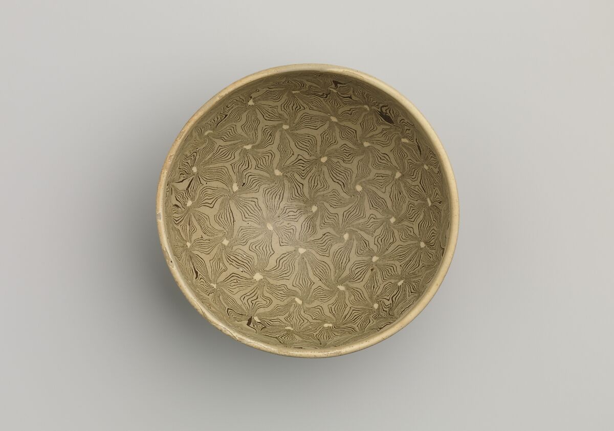 【マーブル模様の貼り石目茶碗　Tea Bowl with Marbleized Veneer】中国‐金代