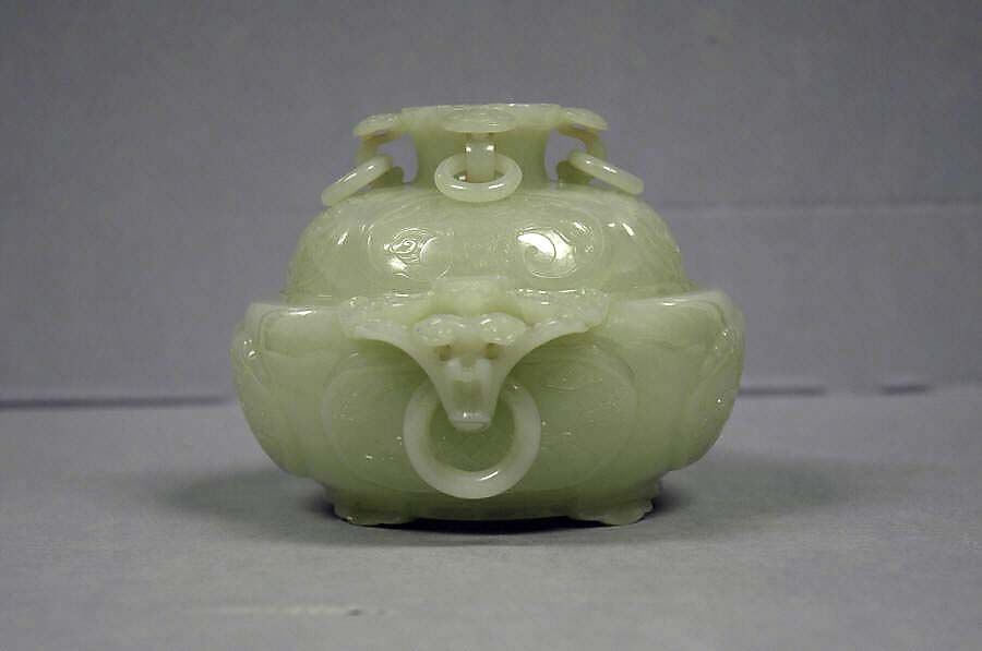 【玉双耳活環爐　Covered bowl with ring handles】中国‐清代