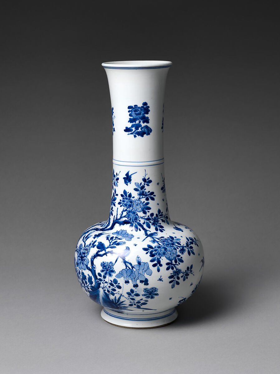 【花鳥文様花瓶　Vase with Flowering Plants and Birds】中国‐清代‐康煕期