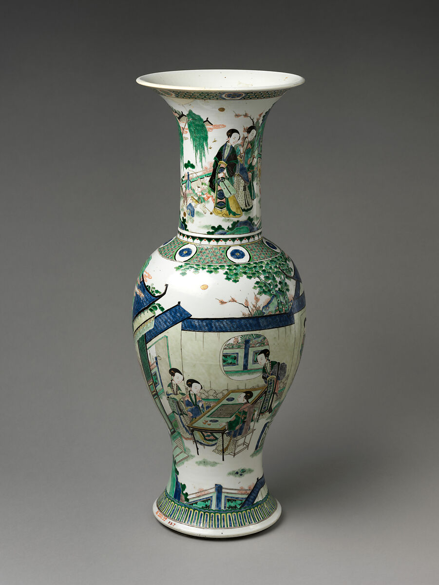 【女性活動模様花瓶　Vase with Women’s Activities】中国‐清代