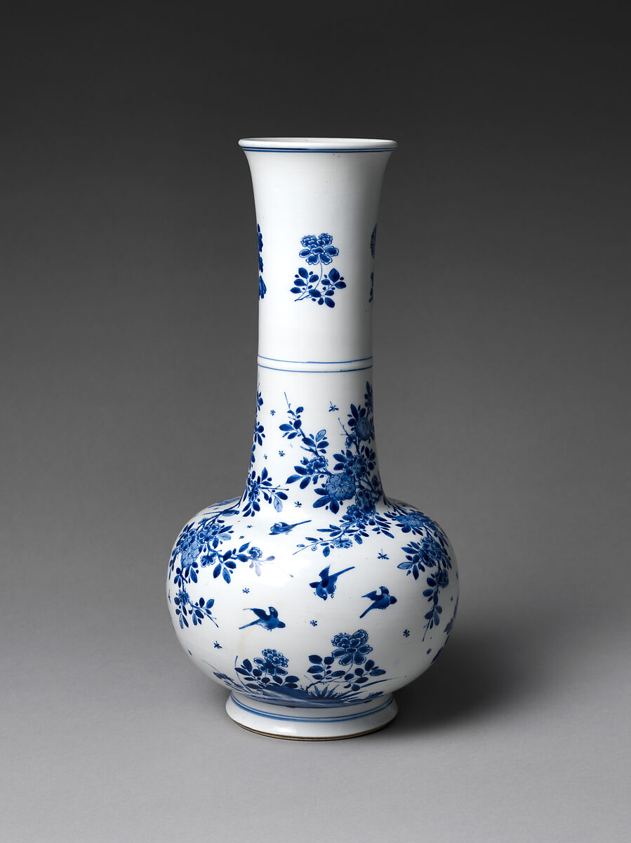 【花鳥文様花瓶　Vase with Flowering Plants and Birds】中国‐清代‐康煕期