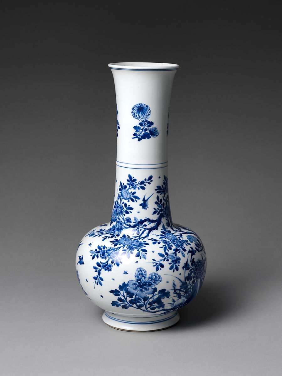 【花鳥文様花瓶　Vase with Flowering Plants and Birds】中国‐清代‐康煕期