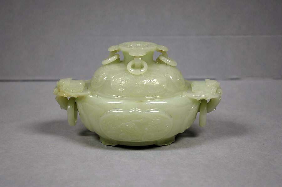 【玉双耳活環爐　Covered bowl with ring handles】中国‐清代