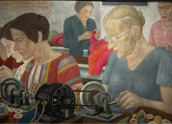【ファクトリー「レッド・ドーン」で働くチャンピオンたち】Pavel Filonovーロシア国立博物館所蔵