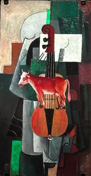 【牛とバイオリン】カジミール・マレーヴィチ(Kazimir Malevich)ーロシア国立博物館所蔵