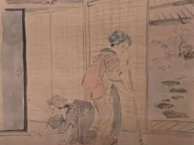 【日本風俗絵(掃除)】黒田清輝‐東京国立博物館黒田記念館収蔵