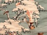 【塩瀬友禅に刺繍南天雀図掛幅】友禅－皇居三の丸尚蔵館所蔵
