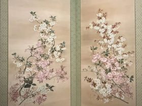 【桜図屏風】跡見玉枝－皇居三の丸尚蔵館所蔵