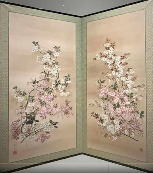 【桜図屏風】跡見玉枝-皇居三の丸尚蔵館所蔵
