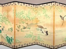 【萩に鴨図屏風】永齋－皇居三の丸尚蔵館所蔵