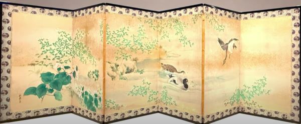 【萩に鴨図屏風】永齋-皇居三の丸尚蔵館所蔵
