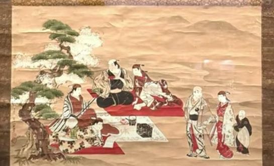 【役者花見図】宮川一笑‐東京国立博物館所蔵