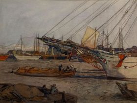 【築地河岸】織田一磨‐東京国立近代美術館所蔵