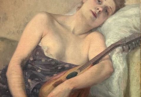 【マンドリンを持てる女】黒田清輝‐黒田記念館所蔵