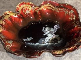 【天使が描かれた飾りトレー】梶コレクション