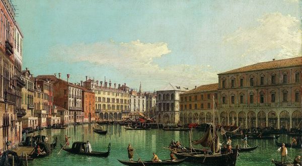【ヴェネツィア、大運河 ― リアルト橋を望む南の眺め】カナレット‐メトロポリタン美術館所蔵