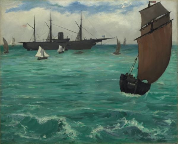 【ブローニュの《キアサージ》(The "Kearsarge" at Boulogne)】エドゥアール・マネーメトロポリタン美術館所蔵