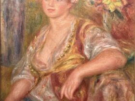 【バラをさしたブロンドの若い女性】ルノワールーオランジュリー美術館所蔵