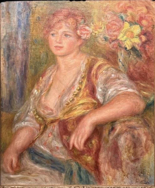 【バラをさしたブロンドの若い女性】ルノワールーオランジュリー美術館所蔵