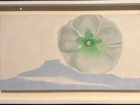 【タチアオイの白と緑ーベダーナル山の見える】ジョージア・オキーフー東京国立近代美術館所蔵