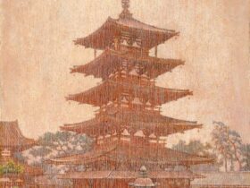【雨　法隆寺塔】髙島野十郎ー個人蔵